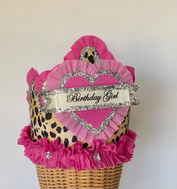 Birthday Crown, Birthday Hat, Leopard Birthday Hat, custom birthday hat, girls birthday hat, adult birthday hat, unisex birthday hat Il_570xn