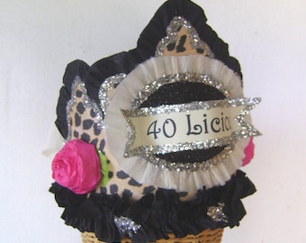 40th Birthday Party Crown, 40th birthday party hat, Adult Birthday hat, 40th birthday, leopard birthday hat, customize