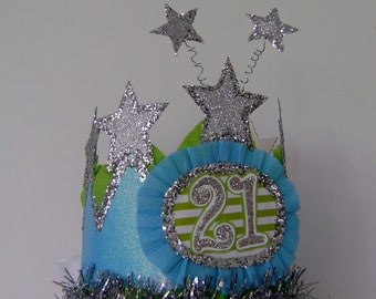 21st Birthday hat, 21st birthday Crown, 21st birthday, custom birthday hat, adult birthday hat, customize it!