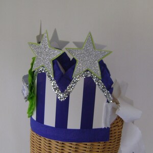 Boy birthday hat, boy birthday crown, birthday hat with stars, fits any size, blue stripe birthday hat, customize it image 3