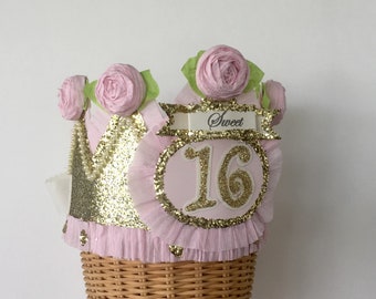 16th  Birthday Hat, Sweet 16 Birthday hat, 16th Birthday, fits any size, customize with any number