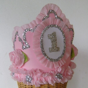 1st Birthday Crown, 1st birthday Hat, baby birthday hat, pink birthday hat, customize it