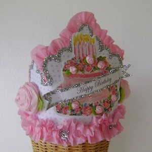 Birthday hat, birthday crown, birthday cake hat, fits adult or child, customize it