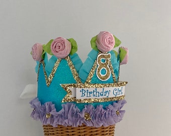 8th Birthday Crown, 8th  birthday party hat,, customize with any number