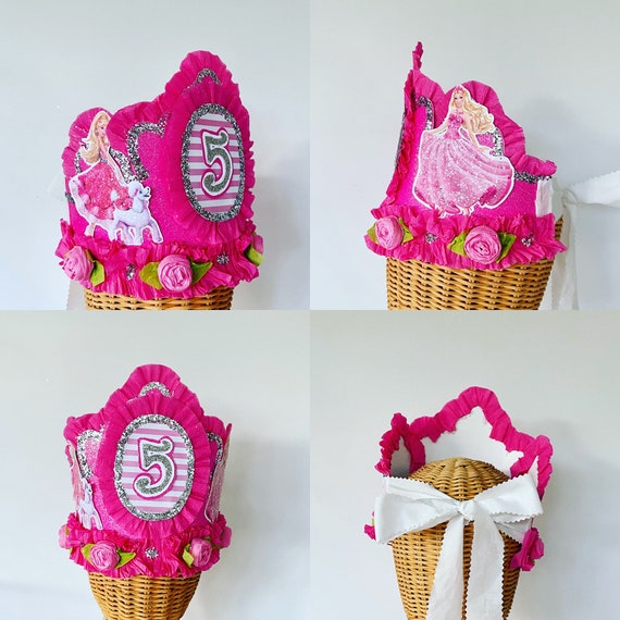 Barbie Birthday Crown, Barbie Birthday hat, Princess birthday crown, custom birthday hat, personalized birthday hat, 5th birthday hat Il_570xn