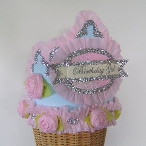Aqua & Pink Birthday Girl Crown: Handmade Glitter Party Hat