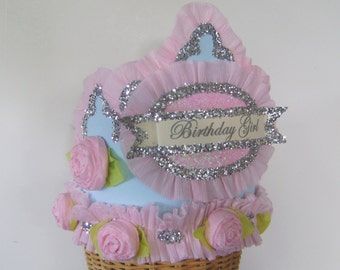 Birthday crown, birthday  hat, birthday girl hat, aqua and pink birthday party, customize it!