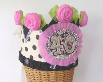 40th Birthday Crown. 40th birthday Hat, 40 or any number you want, Fits any size  CUSTOMIZE IT