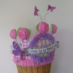 Fancy Nancy Birthday Hat, Fancy Nancy Birthday Crown, butterfly crown, Birthday hat, Girl Birthday hat, customize it!