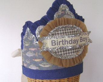 Birthday Hat-  BIRTHDAY BOY-   Birthday Party Crown / Hat - fish