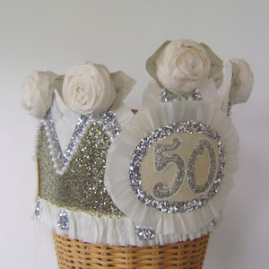 50th Birthday Crown: Glitter Party Hat, Customizable