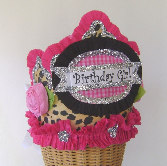 Birthday hat - BIRTHDAY GIRL or anything you want - cheetah- adult or child, Customize It Il_570xn