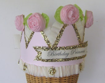 Birthday Crown, birthday hat. Girls Birthday Hat,  fits adult or child,  customize it