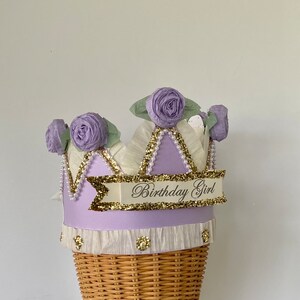 Birthday crown, birthday hat, adult birthday hat,  Lavender and Gold birthday hat, customize it!
