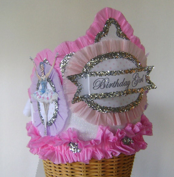 Ballerina Birthday hat, Ballerina birthday crown, ballet birthday hat, customize Il_570xn