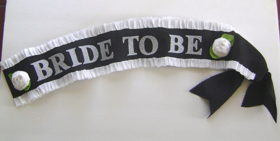 Bride to be Sash, hen party sash, bachelorette party sash, wedding sash, black and white sash Il_570xn