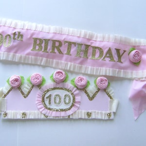 100th Birthday Sash, 100th birthday banner, customize with any number adjustable for adult or child image 3