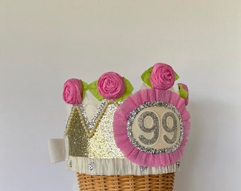 99th  Birthday Crown, 99th birthday hat, adult birthday party hat, 99 or any number, customize it!!