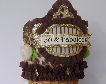 50th Birthday Party Crown, 50th birthday party Hat,  50 and FABULOUS or customize