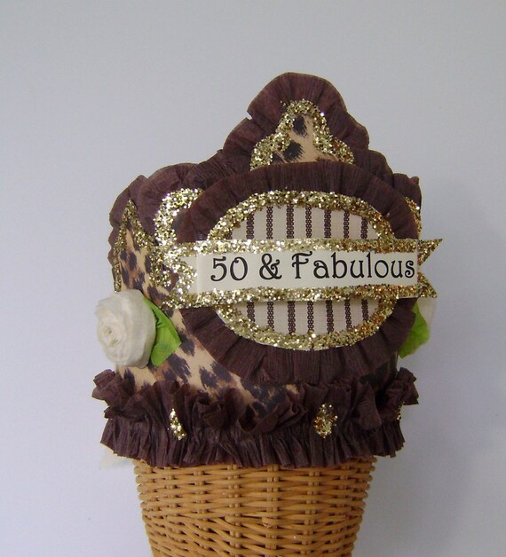 50th Birthday Party Crown, 50th birthday party Hat, 50 and FABULOUS or customize Il_570xn