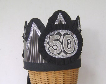 Mens 50th Birthday party crown, Mens 50th Birthday hat, 50th Birthday, male birthday, boy birthday hat, customize it