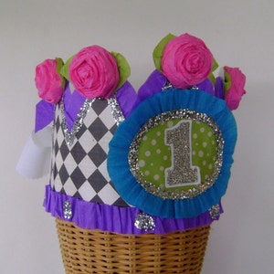 1st Birthday Crown, 1st Birthday Hat, party crown, party hat,  customize with any number