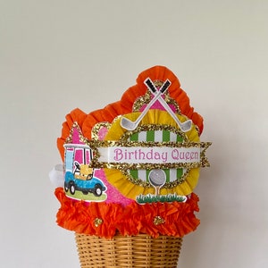 Golf Birthday Crown: Sparkle Party Hat, Customizable Banner
