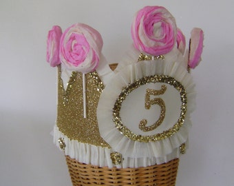 5th Birthday Hat, 5th birthday Crown, gold glitter birthday hat, birthday hat, lollipop birthday hat, custom birthday hat