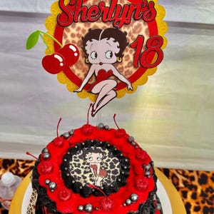 Betty boop party cake topper customized cake topper of betty boop theme dessert table decorations for betty boop themed party cake topper