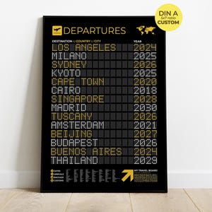Quadro de Partidas Personalizado, Cartaz de Viagem Personalizado, Quadro de Partidas para Imprimir, Download Digital, Impressão de Arte de Viagem, Presente de Viagem