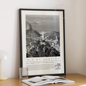 Rio de Janeiro Print: Black and White Brazil Travel Poster (Digital Download)