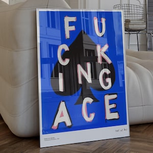 Ass Karte Druck, Schimpfwort Kunst für Spielzimmer, Poker Nacht, Cooles Geschenk für Ihn, Bunt Obszönität Poster, Digitaler Download
