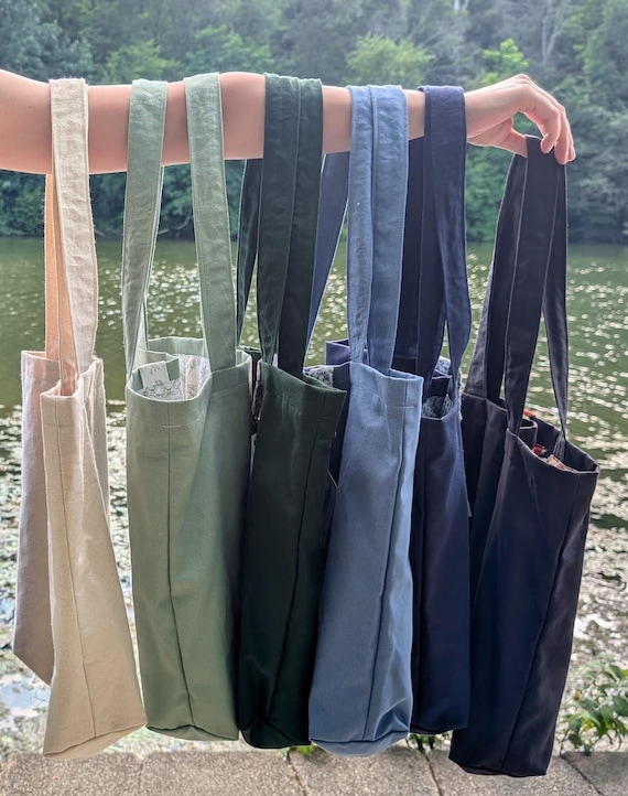 Canvas Tote Bag -Lined Interior -Water Bottle Pocket -Laptop Sleeve -Keyring -Customizable Colors