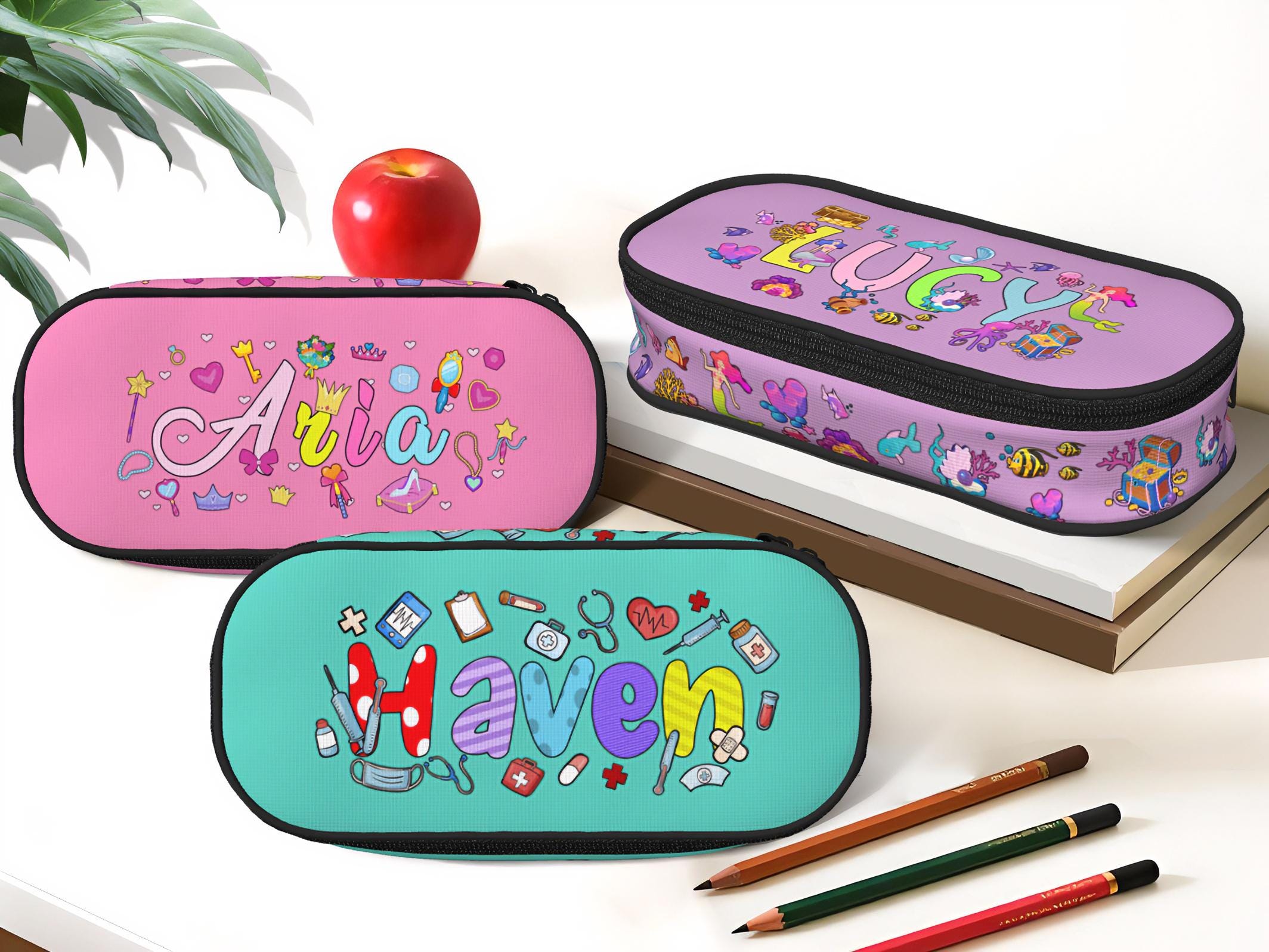 Personalized Name Pencil Case: Zippered Oxford Fabric Bag