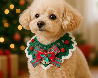 Handmade Christmas Dog and Cat Hat with Scarf, Knit Pet Hat and Costume, Holiday Outfit for Small Pets, Christmas Gifts for Pet Owners