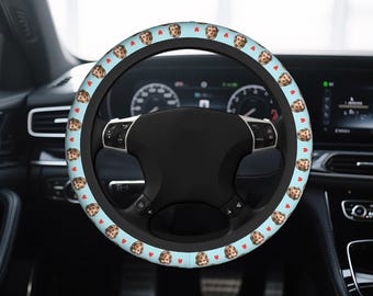Personalized Photo Steering Wheel Cover, Custom Car Accessories, Unique Auto Interior Gift, Perfect Customized Present for Driver, Car Decor
