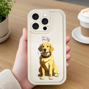 Custom Pet Phone Case Using Your Photo + Name, Cartoon Dog Cat Phone Case, Personalized Dog Cat Cartoon Case, Gift for Pet Lovers