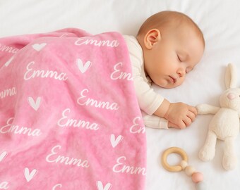 Personalized Baby Girl Name Blanket: Custom Soft Newborn Keepsake