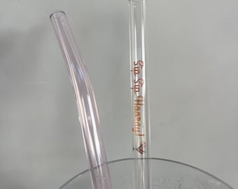 Sip Sip Horray! Reusable Glass Straw Set: Cocktail Drinking Straws, Cleaning Brush