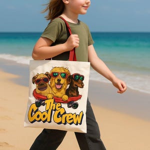 Dog Lover Tote Bag, Cool Crew Tote, Cute Paws Tote, Pet Owner Gift, Fun Dog Design, Animal Lover Accessory