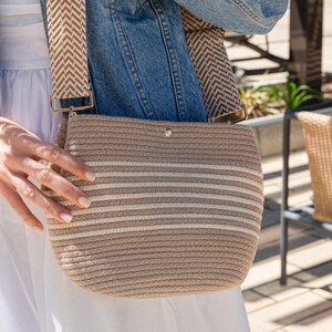 Sac pour femme en corde de coton beige, sac à main à bandoulière réglable petit cadeau pour elle Sac à main en corde de coton, petit sac de plage ou sac à main à bandoulière de tous les jours
