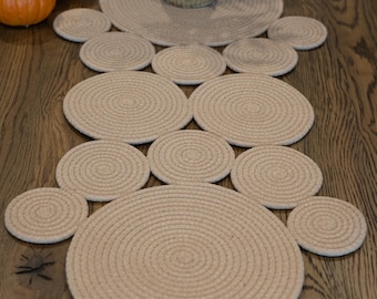 Runner da tavola in cotone fatto a mano: decorazione per matrimoni in stile rustico, regalo per agenti immobiliari.