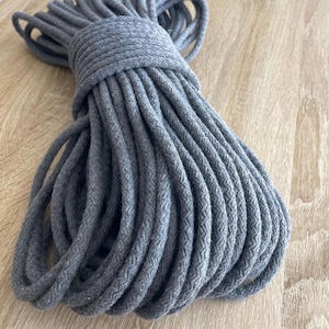 Braided Cotton Cord 6-7mm for Macrame, Sewing Rope for Bags & Baskets,  Thick Soft Rope for Macrame and Wall Decor, USA