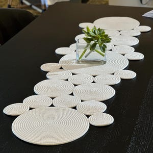 Home Decor Cream Handmade Table Runner, Modern Farmhouse Kitchen Decor, Housewarming & Engagement gift for her or unique gift for couple
Handmade Cream Table Runner, Dining table topper, Boho Modern Farmhouse Kitchen Decor, Rustic table runner Perfect Gift for her