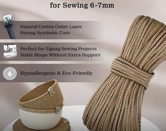 Braided Cotton Cord: 6-7mm Macrame Rope for Baskets, Bag Sewing | Wall Decore, USA