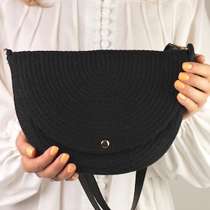 Handmade Boho Crossbody Bag: Cotton Rope, Adjustable Strap