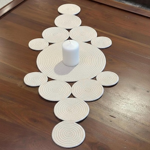 Caminho de mesa bege, estilo boho, caminho de mesa para mesa de jantar, feito à mão nos EUA