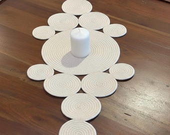 Runner da tavola beige, runner da tavola boho, runner da tavola fatto a mano negli Stati Uniti