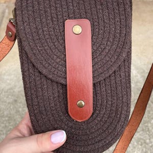 Small Crossbody Bag, Passport Holder Bag, Genuine Leather Strap, Women Mini Cotton Cord Shoulder Bag - Best Gift for Her, Woven Small Purse
