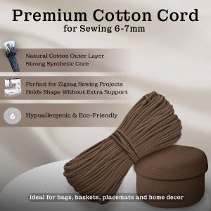 Colorful Braided & Woven Cotton Cord with Core – Macrame Rope for Basket Making, Sewing Bags, DIY Crafts  and Eco-Friendly Home Decor